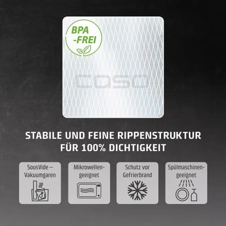 Caso 1219 Profi- Folienbeutel 20x30 cm, 50 Beutel, für alle Balken Vakuumierer, BPA-frei, sehr stark, reißfest, kochfest, Sous Vide geeignet, wiederverwendbar, für Folienschweißgeräte geeignet – Bild 5