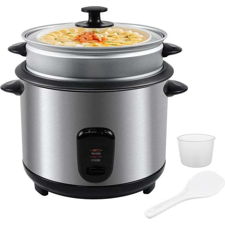 OZAVO OZSRC-18 Reiskocher, 1.8/2.2 Liter, 700 W, Dampfgarer mit Warmhaltefunktion, Schwarz/Edelstahl