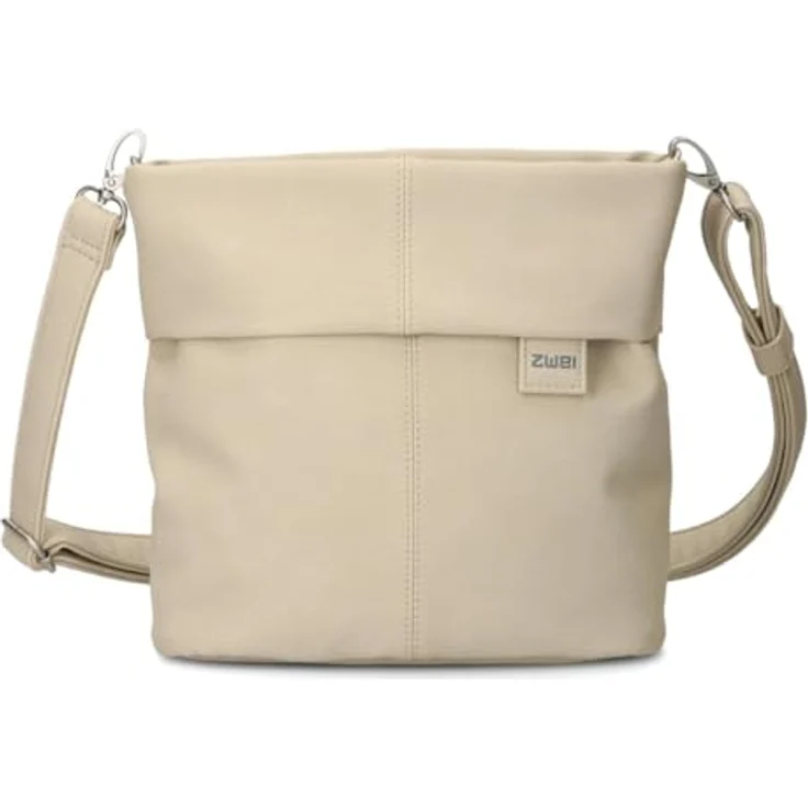 ZWEI Beuteltasche Mademoiselle M8, praktische Umhängetasche aus pflegeleichtem Kunstleder, Farbe Nude, mit Innenfächern und Handyfach, 25 x 10 x 23 cm – Bild 4
