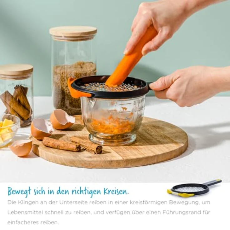 Dreamfarm Ograte Schnellreibe, zweiseitige Lebensmittel- und Gemüse-Reibe mit rutschfestem Haken und Fuß, mittlere Reibe (3 mm), Gelb – Bild 5