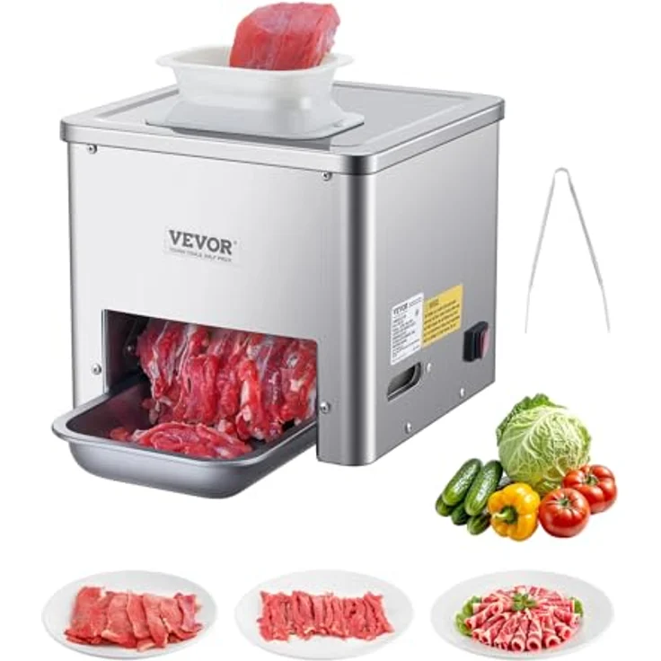 VEVOR Fleischschneidemaschine 550 W, kommerzielle Edelstahl-Allesschneider mit 3,5 mm Dicke, 159 kg/h Leistung für Restaurant und Supermarkt – Bild 1