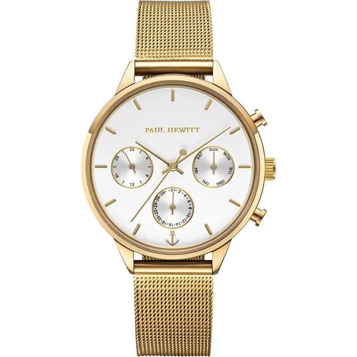 PAUL HEWITT Quarzuhr Damen-Uhren Analog Quarz, Edelstahl, IP-Gold
