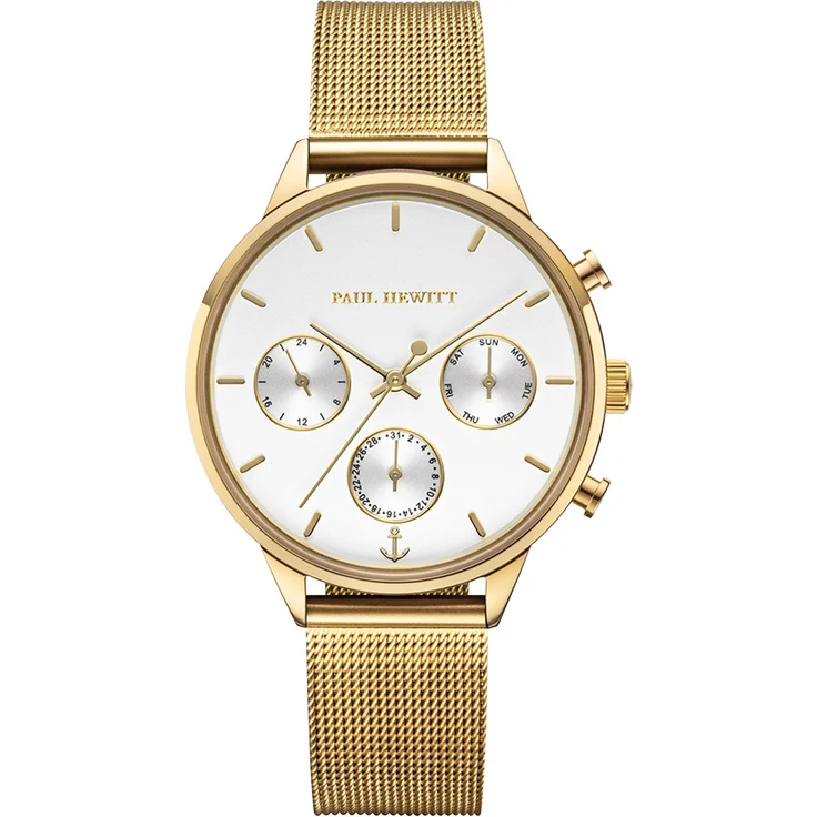 PAUL HEWITT Quarzuhr Damen-Uhren Analog Quarz, Edelstahl, IP-Gold