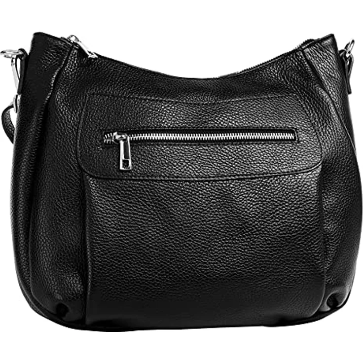 Samantha Look Umhängetasche Echtleder Made in Italy, 100% Rindleder, Mattes Finish, Schwarz – Bild 3