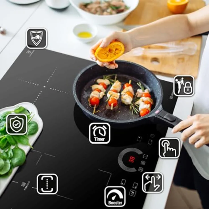 KKT KOLBE Autarkes Herdset, 60cm Einbaubackofen BO8005FB und 59cm Induktionskochfeld IH85901FZ, Full-Black-Design, Flexzone, Grill, Automatik-Timer, Wärmeschutzverglasung, Kindersicherung – Bild 5