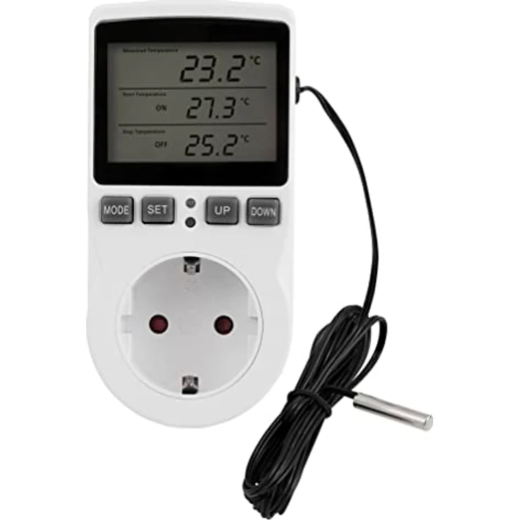 MC POWER - Digitales Steckdosen-Thermostat mit Fühler | TCU-441 | Temperaturregler mit Steckdose, Kabel + wasserfester Außenfühler für Gewächshaus, Aquarium, Kühlschrank – Bild 3