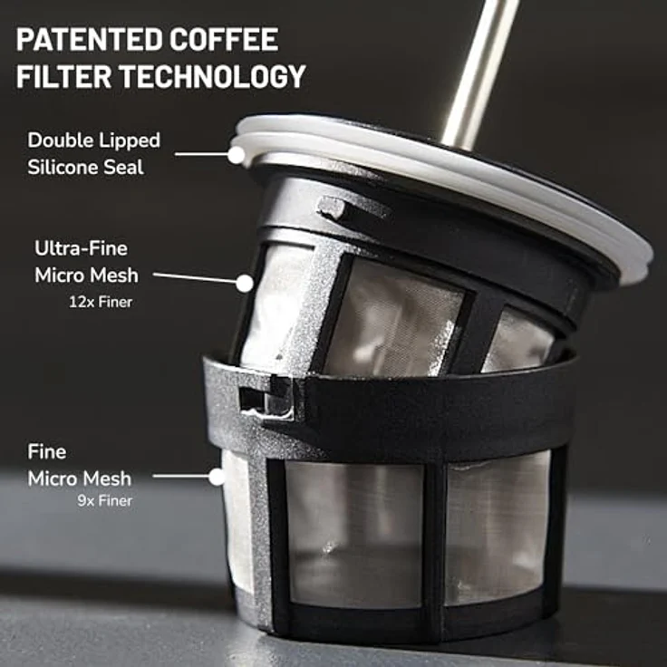 ESPRO Edelstahl Reise-French Press Ultralight, Mini Coffee Maker mit Thermo-Funktion, Kaffee, to go, 475ml, 18-8 – Bild 4