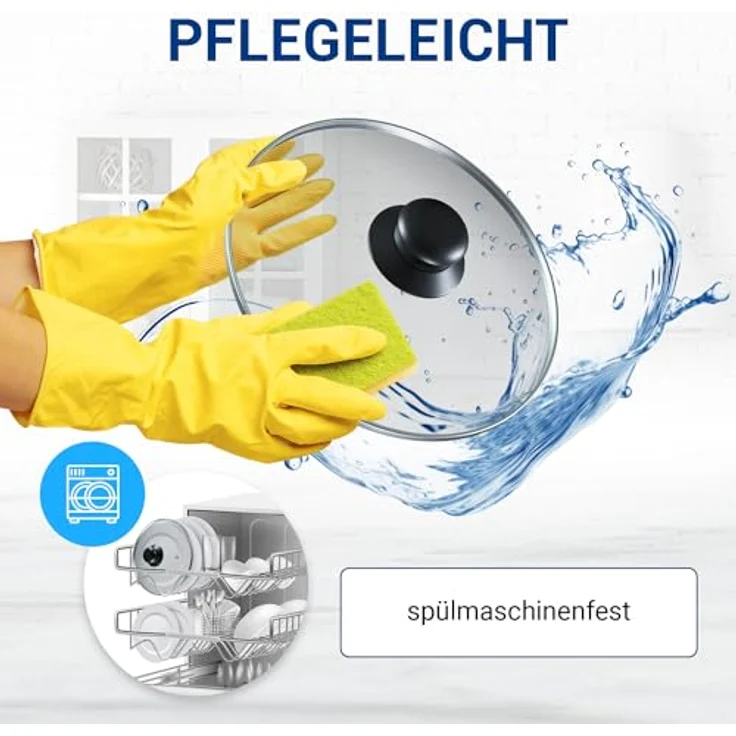 VIOKS Glasdeckel 200mmØ, Topfdeckel mit Knopfgriff und Edelstahlschutzrand für Töpfe und Pfannen – Bild 5