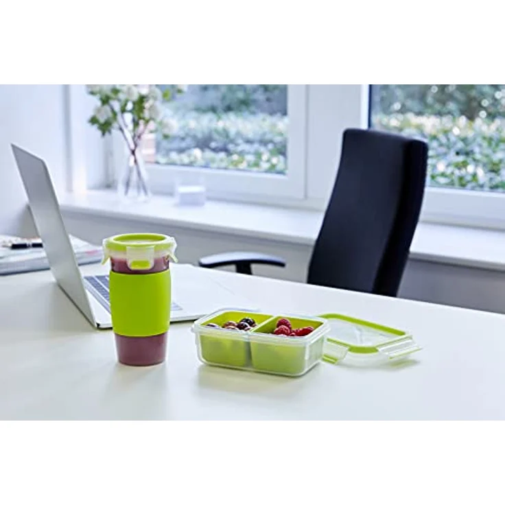 Emsa N1071500 Clip&Go Smoothie Mug Fassungsvermögen: 450 ml, Rund transparent-hellgrün – Bild 5