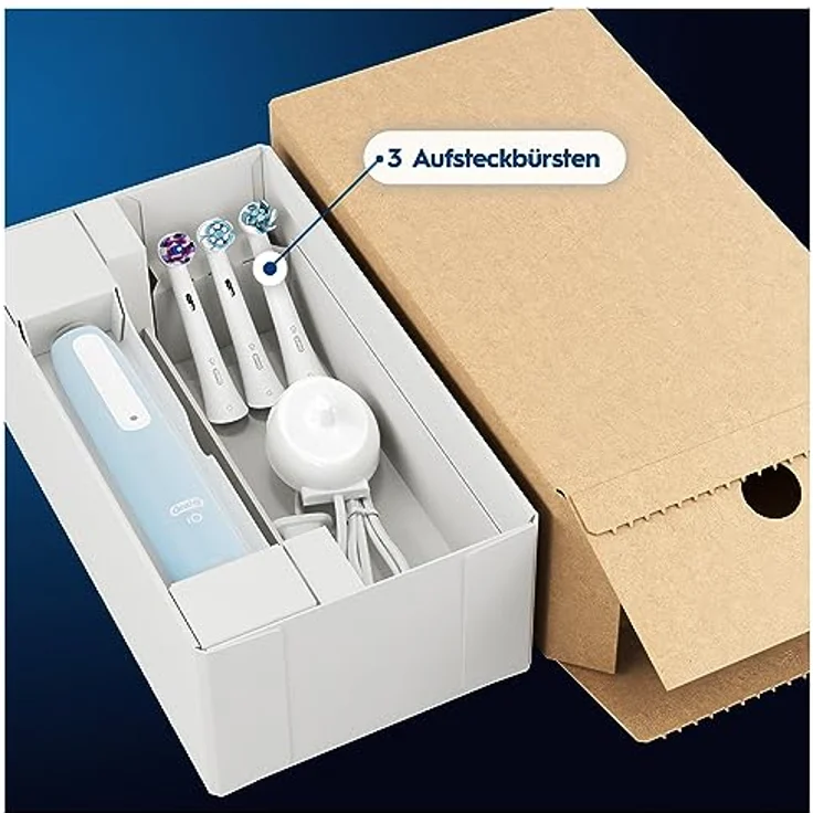 Oral-B iO Series 3 Light Elektrische Zahnbürste/Electric Toothbrush, 3 Aufsteckbürsten, 3 Putzmodi inkl. Sensitive Zahnpflegee, Drucksensor & Timer, Designed by Braun, light blue – Bild 3