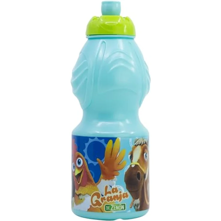 Storline Trinkflasche La Granja de Zenón, Kindertrinkflasche 400 ml mit Tropfschutzdeckel und Anti-Rutsch-Band – Bild 1