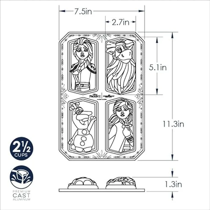 Nordic Ware 94378 Disney Frozen 2 Cast Character Cakelet Pan 3-4 Cup Cavities Gold – Bild 3