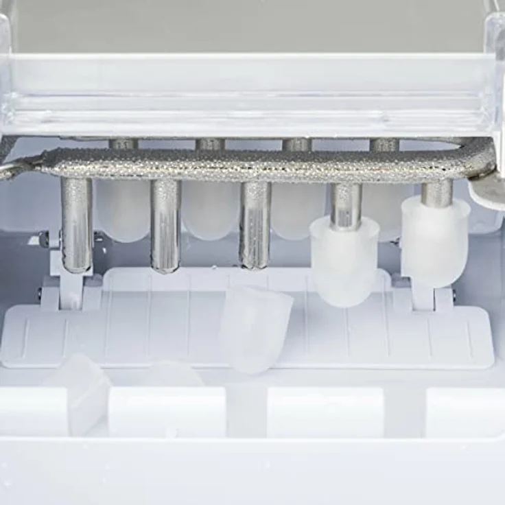 H.Koenig KUB14 Eiswürfelbereiter, 12kg in 24h, 2 Eiswürfelgrößen, Automatisch, Elektrisch, Kompakt, Tragbar, Leise 1L, Schneller Eiswürfel in 9min fertig, Eiswürfelschaufel, Edelstahl, silber – Bild 4