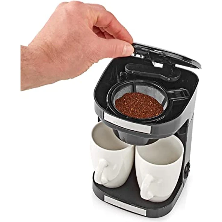 TronicXL Kleine 1-2 Tassen Kaffeemaschine + 2x Tasse + Dauer Filter I Mini Kaffee Maschine I Kompakt Filterkaffee Filterkaffeemaschine schwarz – Bild 3