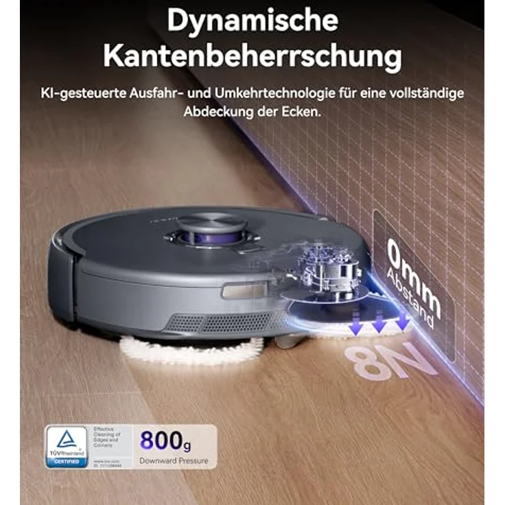 Narwal Freo Z10 Ultra Saug- & Wischroboter, 65W, 120 Min Laufzeit, 0,8L, Laser-Navigation, WLAN, beutellos, grau – Bild 4