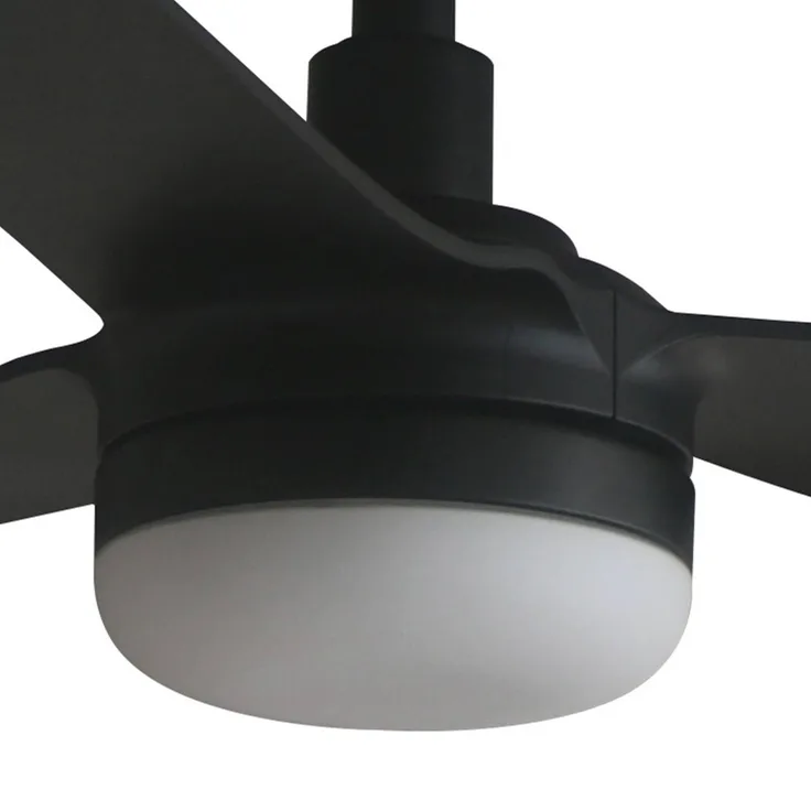 FARO BARCELONA LED-Deckenventilator Punt M, schwarz, leiser DC-Motor, 130 cm, CCT, Fernbedienung, Timer, Sommer-/Winterfunktion