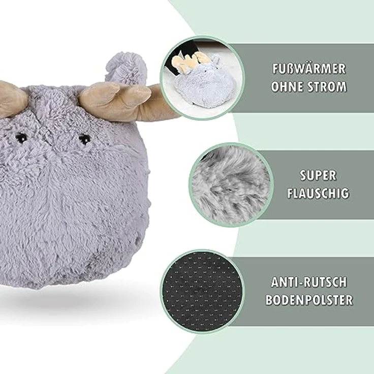 Fusswärmer ohne Strom (Elch) Einheitsgröße - Plüsch Fußwärmer - warme Füße, flauschig kuscheliger Fußsack - Wärmekissen – Bild 4
