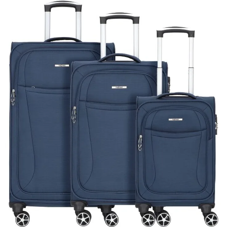 NOWI Nowi Edinburgh 4 Rollen Kofferset 3-teilig, navy, 100% Polyester, 42 cm x 27 cm x 75 cm