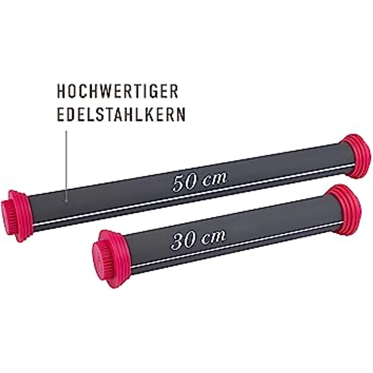 Sallys Profi Ausrollstab- 30 cm, Antihaftbeschichtetes Nudelholz aus Silikon, Teigroller mit abnehmbaren Ringen in 3 Größen, Rolling pin für Fondant oder Pizza – Bild 2