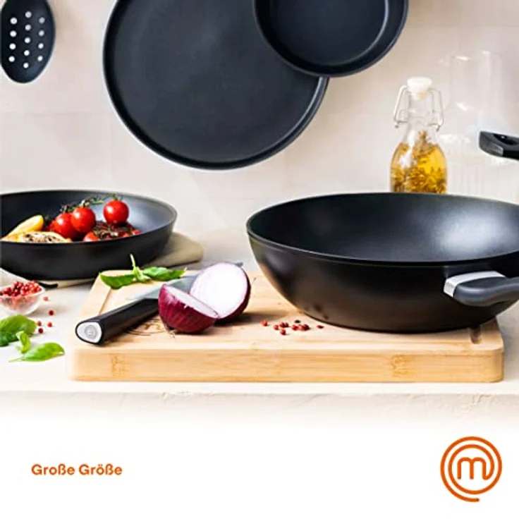 MasterChef Schneidebrett Groß, Holzbrett Küche mit Saftrille, Antibakterielles Bambus Brett, 39cm x 27cm x 3cm, Schneidbretter Hygienisch Spülmaschine Sicher, Nachhaltig Gestaltet, XL – Bild 5