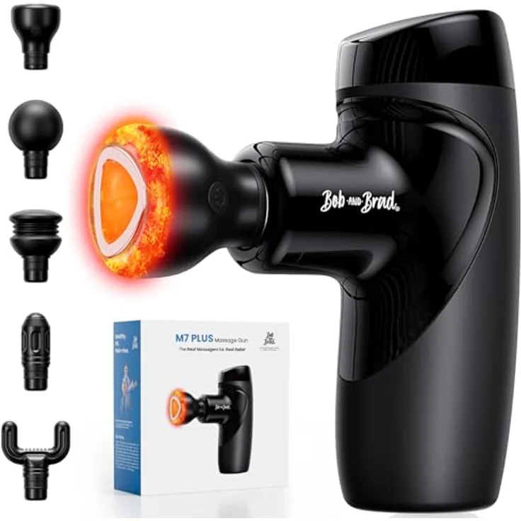 BOB AND BRAD Mini-Massagepistole mit Wärmetherapie M7 Plus, Tragbarer Tiefer Muskellinderungsgun für Schmerzlinderung & Muskelregeneration, Blaulichttherapie, Kompakt & leise, Ergonomischer Griff, Type-C Schnellladung – Bild 1