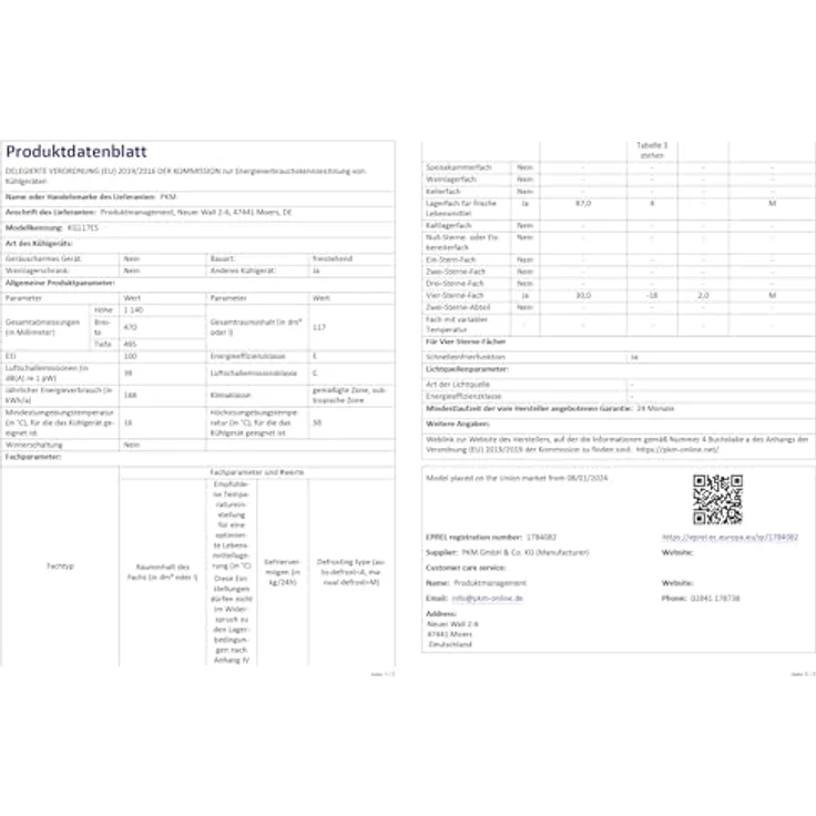 PKM KG117ES Kühl-Gefrierkombination | Silber Design | 114 cm | 87 Liter Kühlen | 30 Liter Gefrieren | 39dB | LED-Beleuchtung | Freistehend – Bild 3