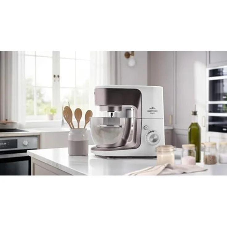ETA Gratussino III Elements, Küchenmaschine 1200 W mit 4,5 L Edelstahlschüssel, Planetenrührwerk, Fleischwolf und stufenloser Geschwindigkeitsregelung, Silber – Bild 2