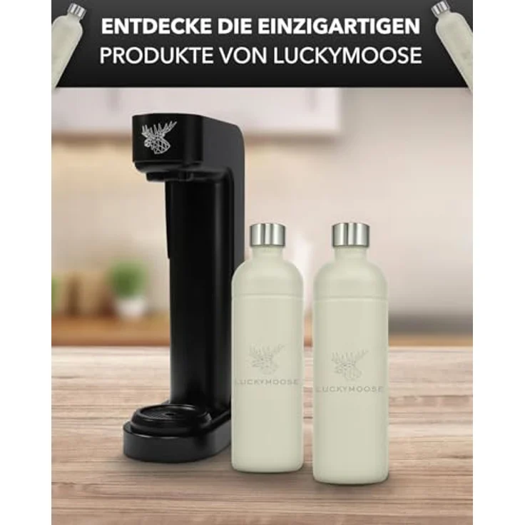 Luckymoose Wassersprudler Flasche Infinity, Edelstahl, spülmaschinenfest, 0,75-1,25 Liter, für Aarke Carbonator 3, Philips GoZero & Brita SodaOne – Bild 6