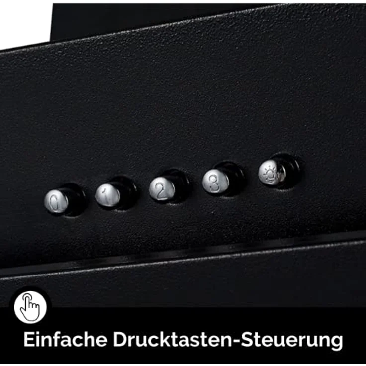PKM S13-60BBPY, Motorhaube, Kamin abgewinkelt, Breite: 59.5 cm, Tiefe: 28.3 cm, Absaugung und Rückführung (mit zusätzlichem Rückführungsset), Matt Black – Bild 7