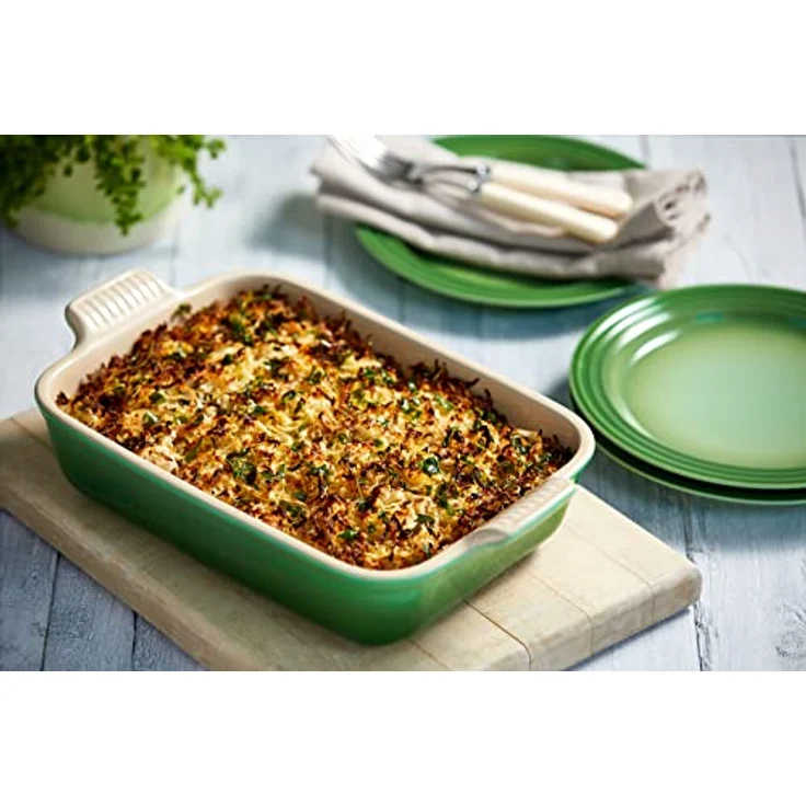 Le Creuset Rechteckige Auflaufform Tradition aus Steinzeug, 26 cm, 2.4 Liter, Bamboo, 71102264080001 – Bild 5