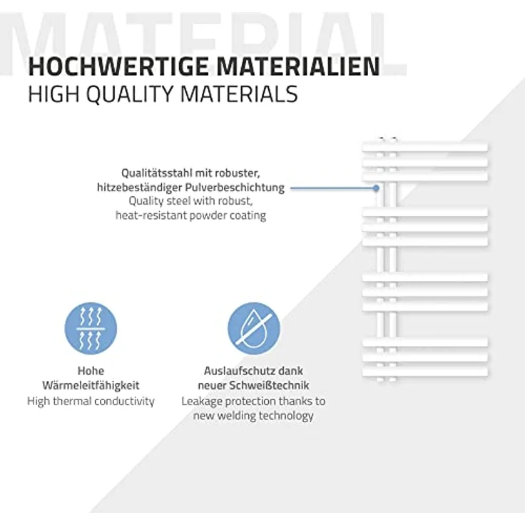 ECD Germany Badheizkörper Elektrisch 500 x 1000 mm Weiß, Flach Designpaneel mit 600W Heizstab, Handtuchwärmer und Trockner – Bild 4