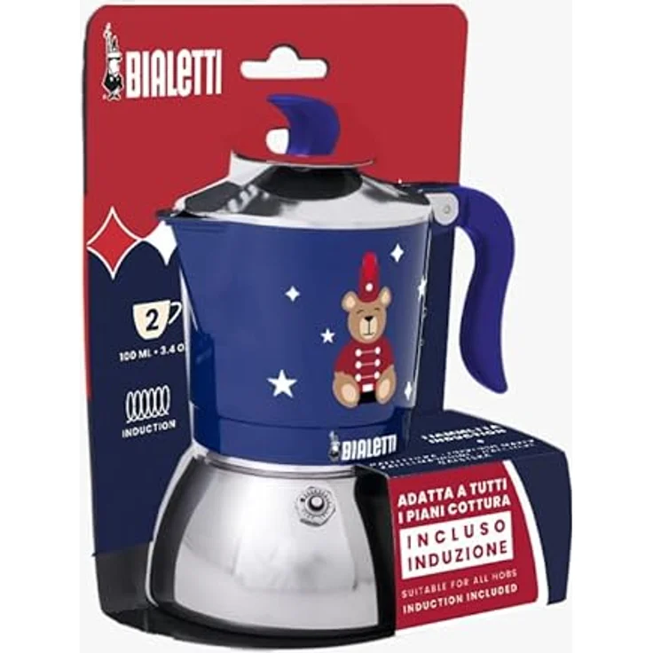 Bialetti Fiamm Ind Espressokocher, 2 Tassen, Orsetto Blau, induktionstauglich, Aluminium – Bild 2