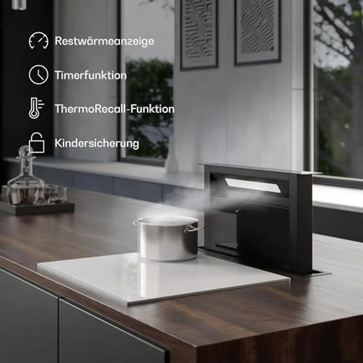 Klarstein Velaire XFC604I-W8-ELS, Induktions-Kochfeld mit 4 Kochzonen, 6400 W, Touch Timer, schwarz – Bild 6