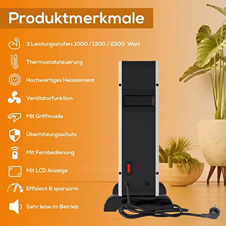 Tronitechnik TT-KH-102 Heizgerät Konvektor Radiator Heizung stufenlose Thermosteuerung (1000W / 1.300W / 2.300W), Konvektor – Bild 2