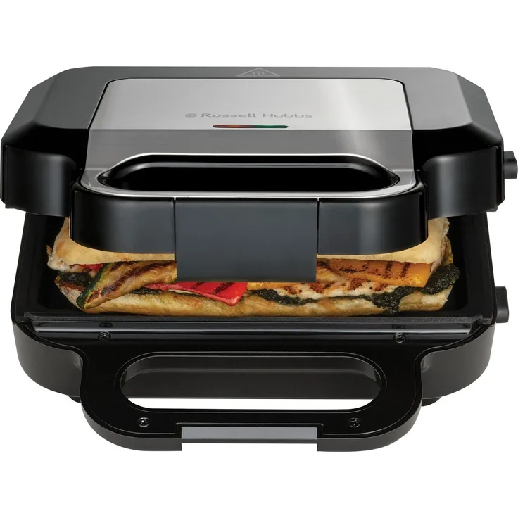RUSSELL HOBBS Sandwichmaker 26810-56, 750 W, 3-in-1 Sandwichtoaster mit Easy Clean Funktion, vertikale Aufstellmöglichkeit, platzsparend, Tragegriff - Schwarz