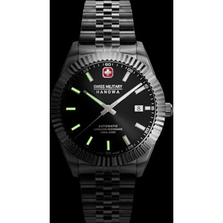 Swiss Military Hanowa Herren Analog Schweizer Automatikwerk Uhr mit Edelstahl Armband SMWGL0002101, Schwarz/Silber, Saphirglas, 10 bar wasserdicht – Bild 5