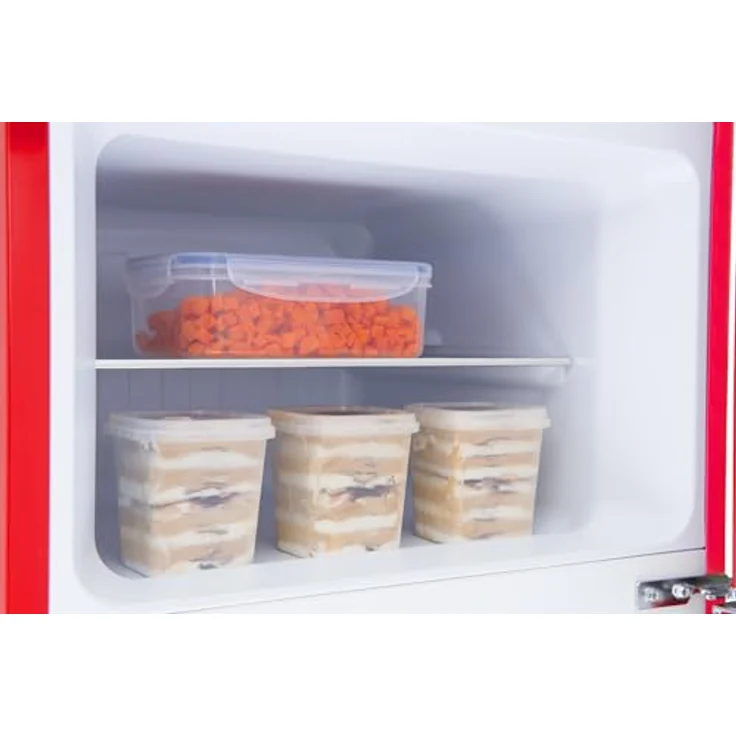 Amica DTR 374 190 R Retro Kühl-/Gefrierkombination/Rot, 144cm (H) x 55cm (B) x 62cm (T), 206 l Nutzinhalt, Energieeffizienzklasse D, FrostControl – Bild 5