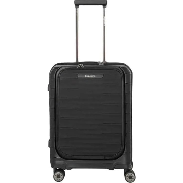 Travelite MOOBY 4-Rad Hartschalen Handgepäck Koffer schwarz, 44 Liter, recyceltes Material, TSA Schloss, 55 x 40 x 23 cm, 2,9 kg – Bild 1