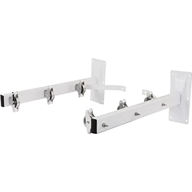 AMIG - Seitlicher Wäscheständer Modell 3 aus Edelstahl, Finish in Weiß, mit sechs Spulen und DREI Seilen, perfekt für Innenhöfe, Balkone oder Innen- und Außenfassaden, Maße: 45 x 18,5 x 8 cm.
