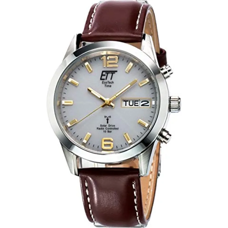 ETT Eco Tech Time Funk Solar Herren Uhr Analog mit Leder Armband EGS-11248-12L