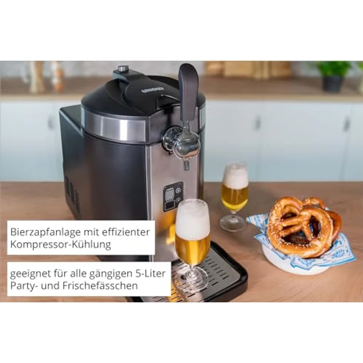 Unold Franzl Bierzapfanlage 48975, effiziente Kompressor-Kühlung mit Temperatureinstellung von 2°C - 12°C, schwarz – Bild 2