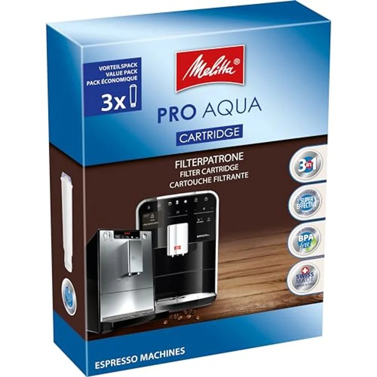 Melitta Wasserfilter Pro Aqua 3-er Set, Zubehör für Kaffeevollautomaten mit Claris System, Schutz vor Kalkablagerungen – Bild 1