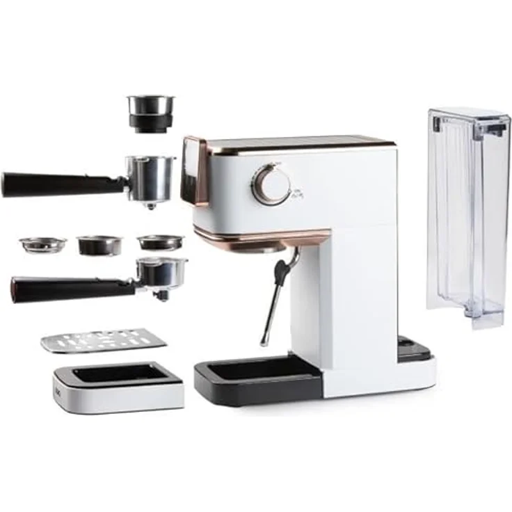 Domo DO746K, Kaffeebereiter mit 20 bar Druck, Thermoblock-Heizsystem und intuitivem Farb-Touchscreen, Weiß/Roségold – Bild 2