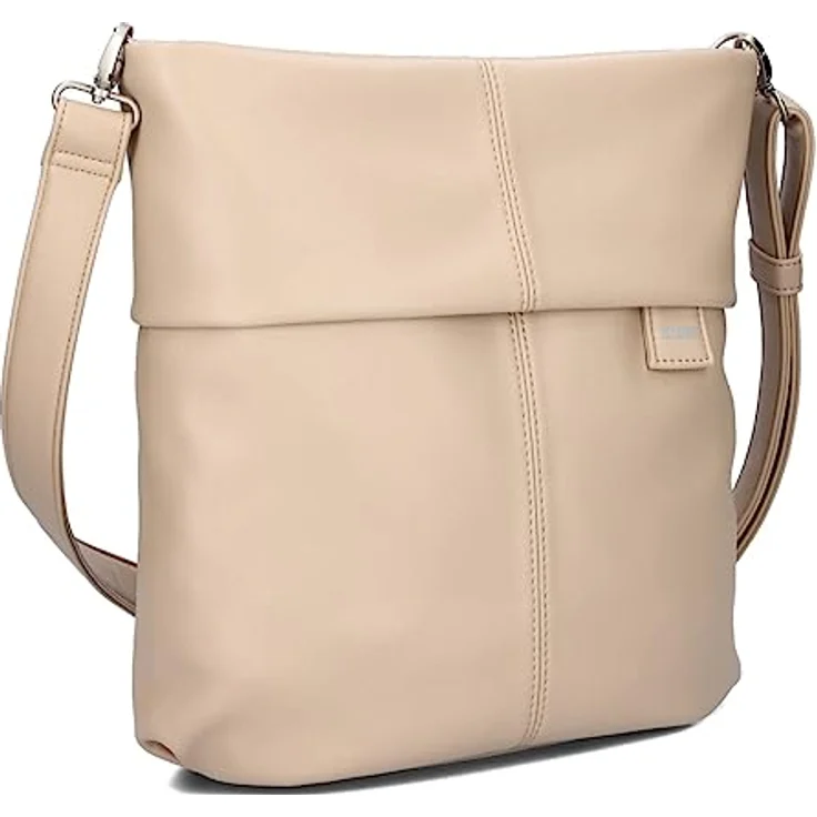 Zwei Mademoiselle M12, elegante Schultertasche aus Polyurethan mit Reißverschlussfach, Beige – Bild 1