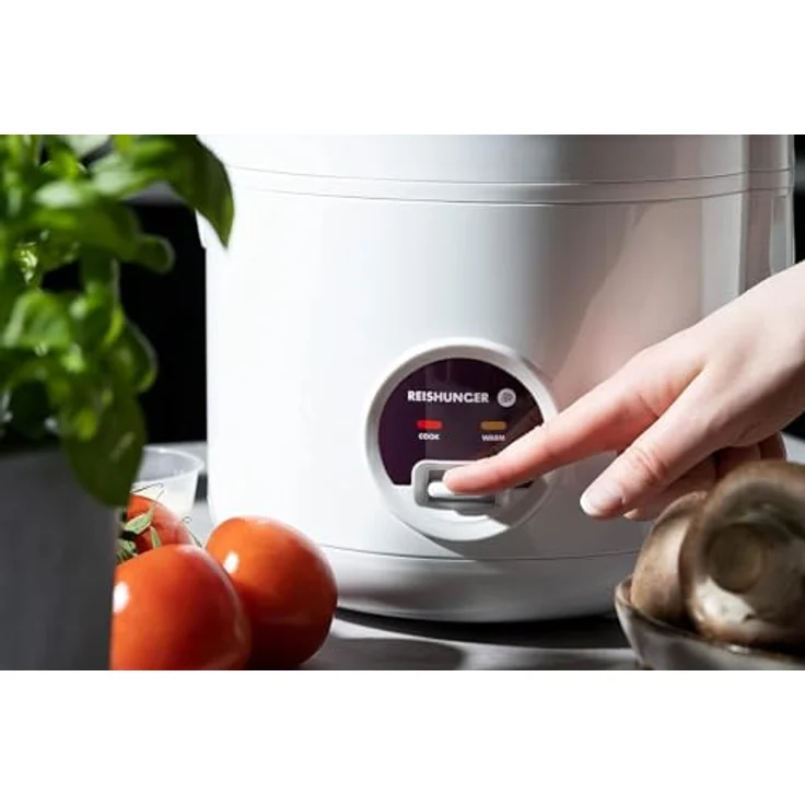 Reishunger Basis Reiskocher, 500 Watt, 1,2l, mit Keramikinnentopf, weiß, lila – Bild 6
