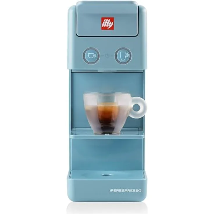 Illy Y3.3 E&C 60479, Halbautomatische Espressomaschine für Kaffeekapseln, 0,75 L Wassertank, blau + 14 Kapseln