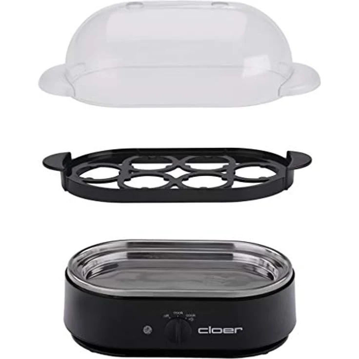 Cloer 6080 Eierkocher mit akustischer Fertigmeldung, 350 W, Schwarz – Bild 2