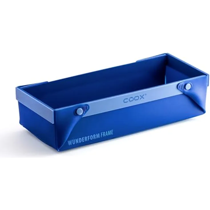 coox WUNDERFORM Frame L Blau – Faltbare Silikon-Kastenform für Kuchen, Brot & Aufläufe, 2 Liter Volumen, antihaftbeschichtet, BPA-frei, spülmaschinenfest