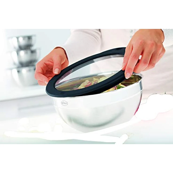 RÖSLE Frischhaltedeckel Ø 24 cm, Glas mit rundumlaufenden Silikonrand, spülmaschinengeeignet – Bild 2