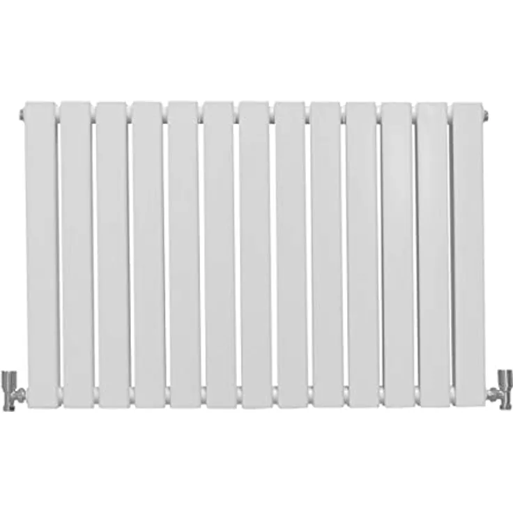 Monster Shop Paneelheizkörper Flachheizkörper Design Heizkörper Heizung 60cm x 91cm Glänzendes Weiß Horizontal Heizgerät Doppellagig Wandheizkörper Küche Wohnzimmer Badezimmer mit Gratis Reinigungsbürste und Befestigungsset